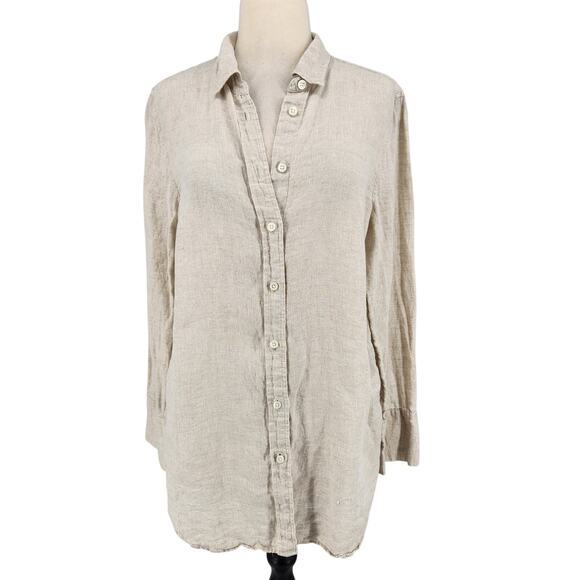 Talbots Linen Button-Down Shirt – Size Medium - Minimal Neutral Layer SZ M - Picture 1 of 6